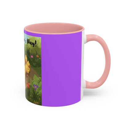 Mother's Day Ducklings Accent Coffee Mug - 11oz Ceramic | Cute Duck Family Gift for Mom - Geo Rocks The 'Tism