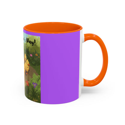 Mother's Day Ducklings Accent Coffee Mug - 11oz Ceramic | Cute Duck Family Gift for Mom - Geo Rocks The 'Tism