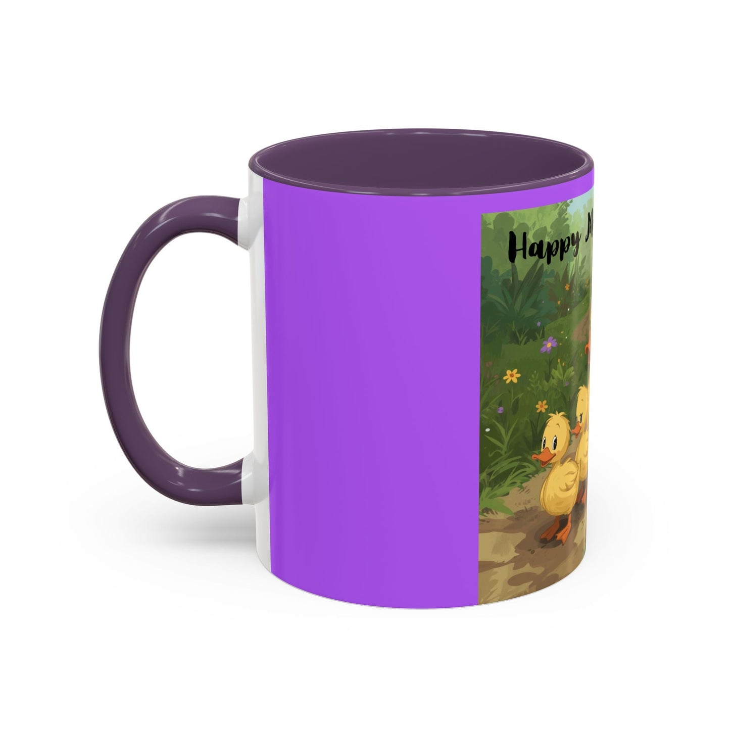 Mother's Day Ducklings Accent Coffee Mug - 11oz Ceramic | Cute Duck Family Gift for Mom - Geo Rocks The 'Tism