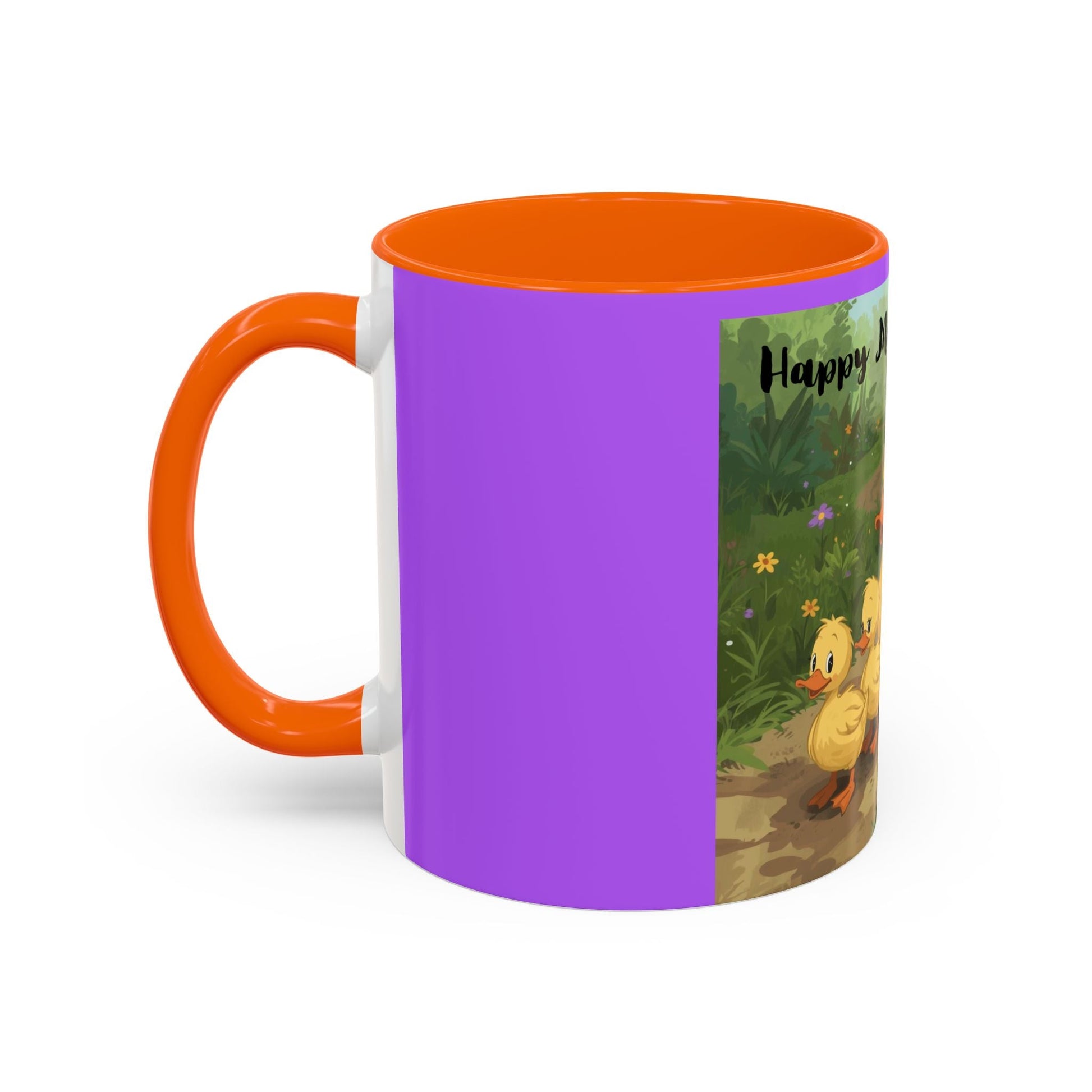 Mother's Day Ducklings Accent Coffee Mug - 11oz Ceramic | Cute Duck Family Gift for Mom - Geo Rocks The 'Tism