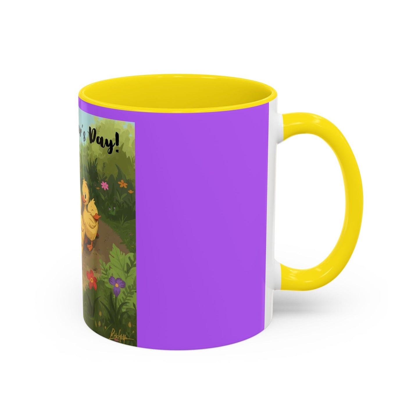 Mother's Day Ducklings Accent Coffee Mug - 11oz Ceramic | Cute Duck Family Gift for Mom - Geo Rocks The 'Tism