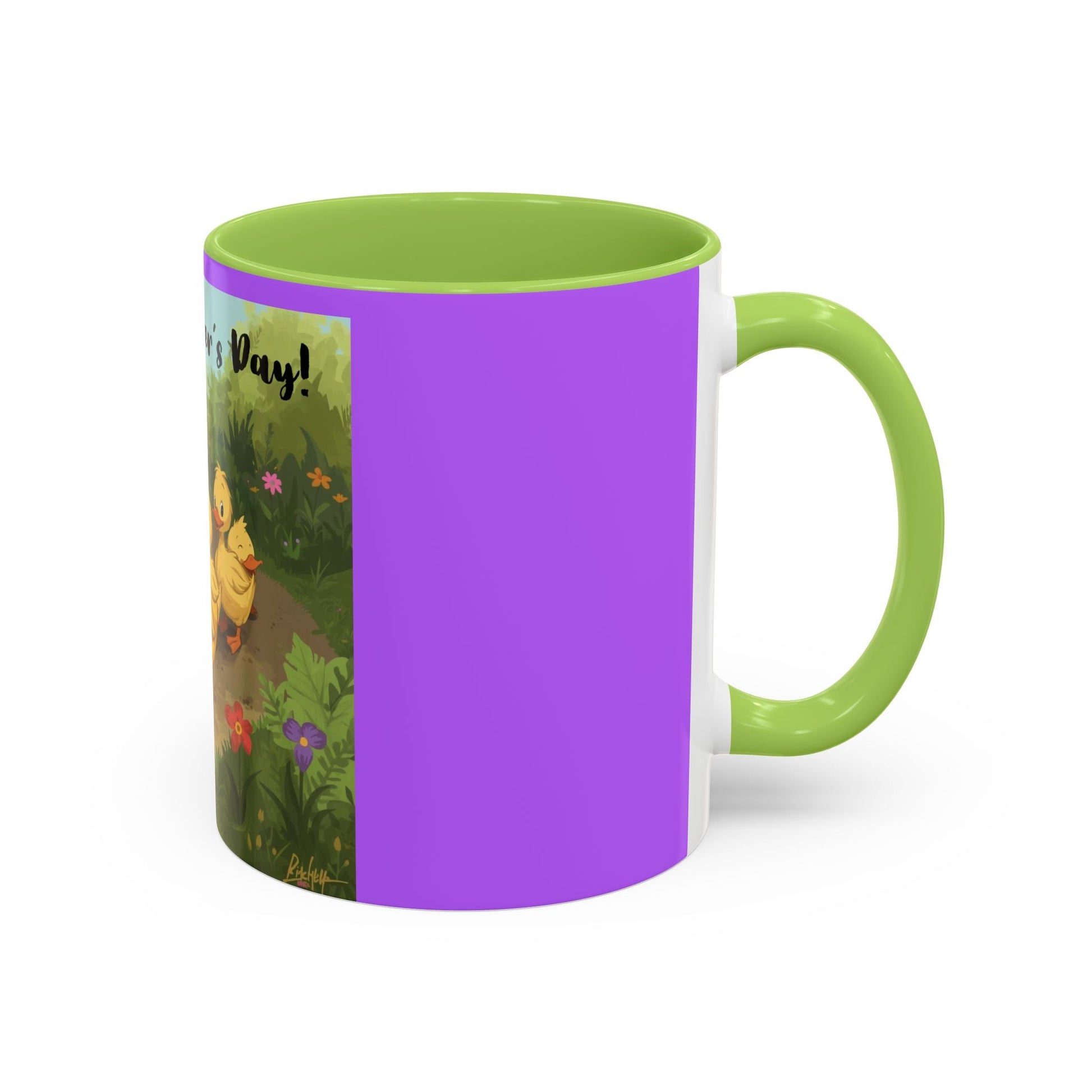 Mother's Day Ducklings Accent Coffee Mug - 11oz Ceramic | Cute Duck Family Gift for Mom - Geo Rocks The 'Tism