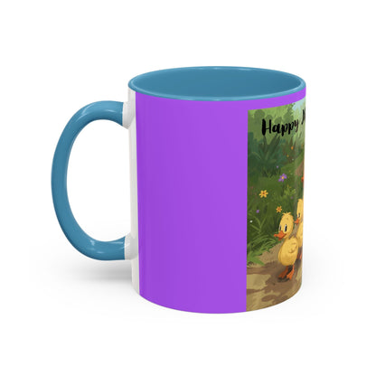 Mother's Day Ducklings Accent Coffee Mug - 11oz Ceramic | Cute Duck Family Gift for Mom - Geo Rocks The 'Tism