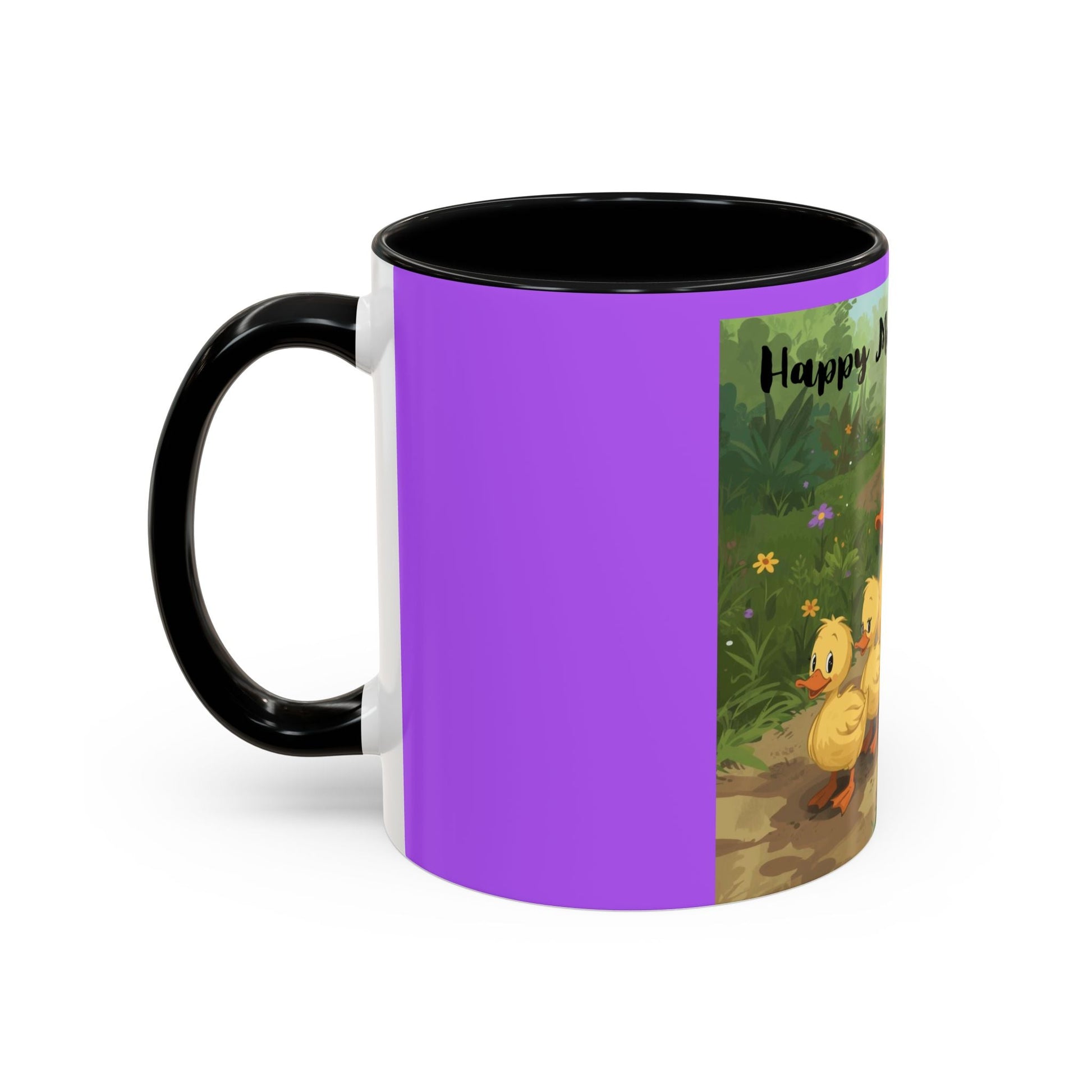 Mother's Day Ducklings Accent Coffee Mug - 11oz Ceramic | Cute Duck Family Gift for Mom - Geo Rocks The 'Tism