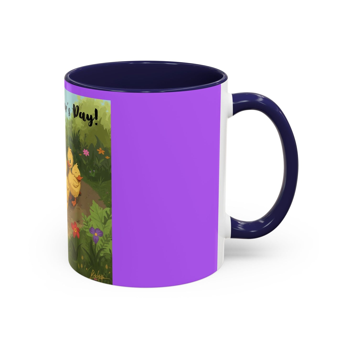 Mother's Day Ducklings Accent Coffee Mug - 11oz Ceramic | Cute Duck Family Gift for Mom - Geo Rocks The 'Tism
