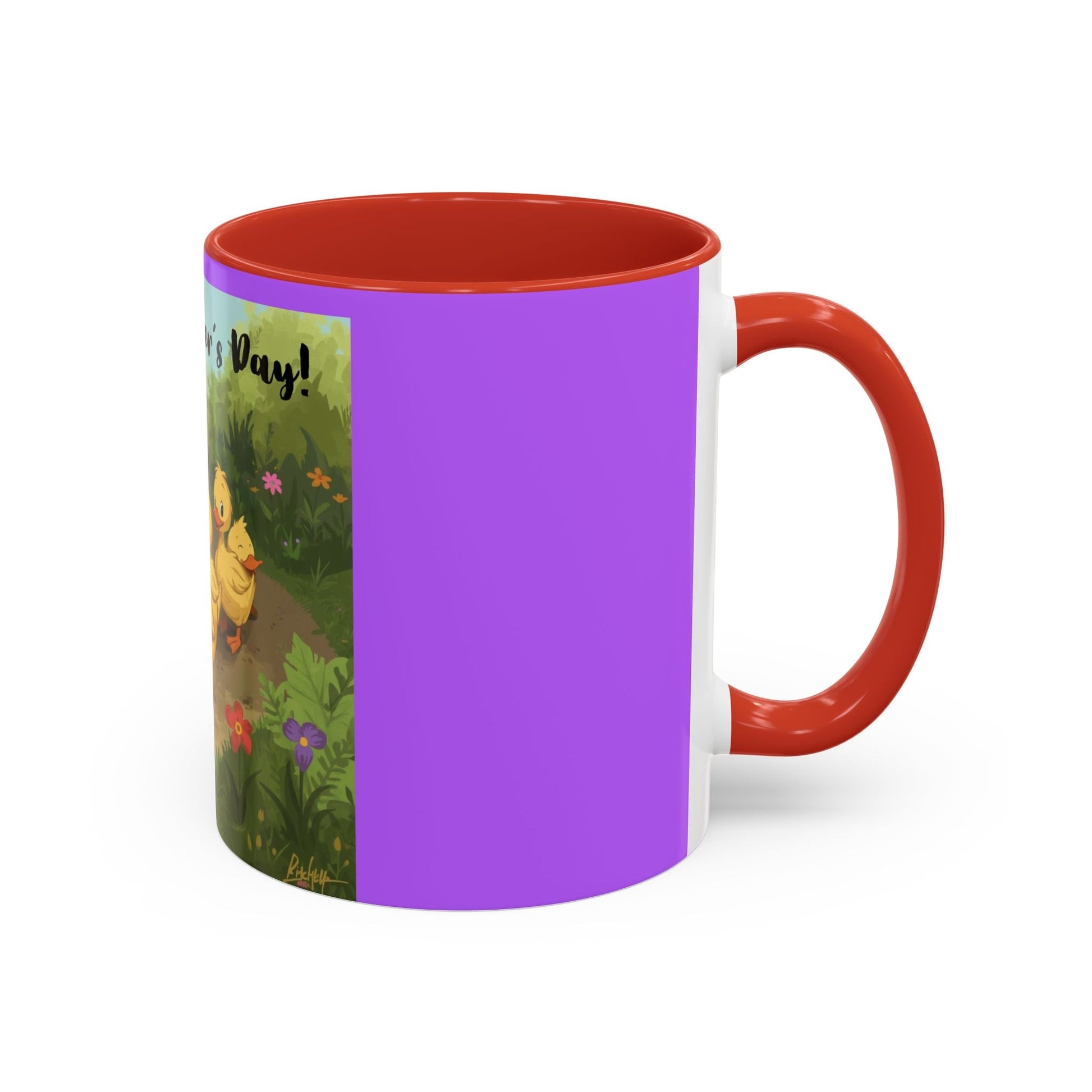 Mother's Day Ducklings Accent Coffee Mug - 11oz Ceramic | Cute Duck Family Gift for Mom - Geo Rocks The 'Tism