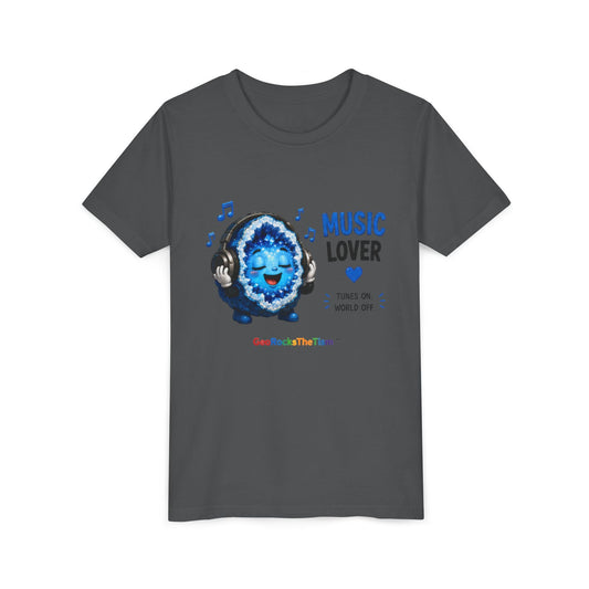 "Music Lover" Stimming Geode-Autism Self Sensory Regulation Youth Tee - Geo Rocks The 'Tism