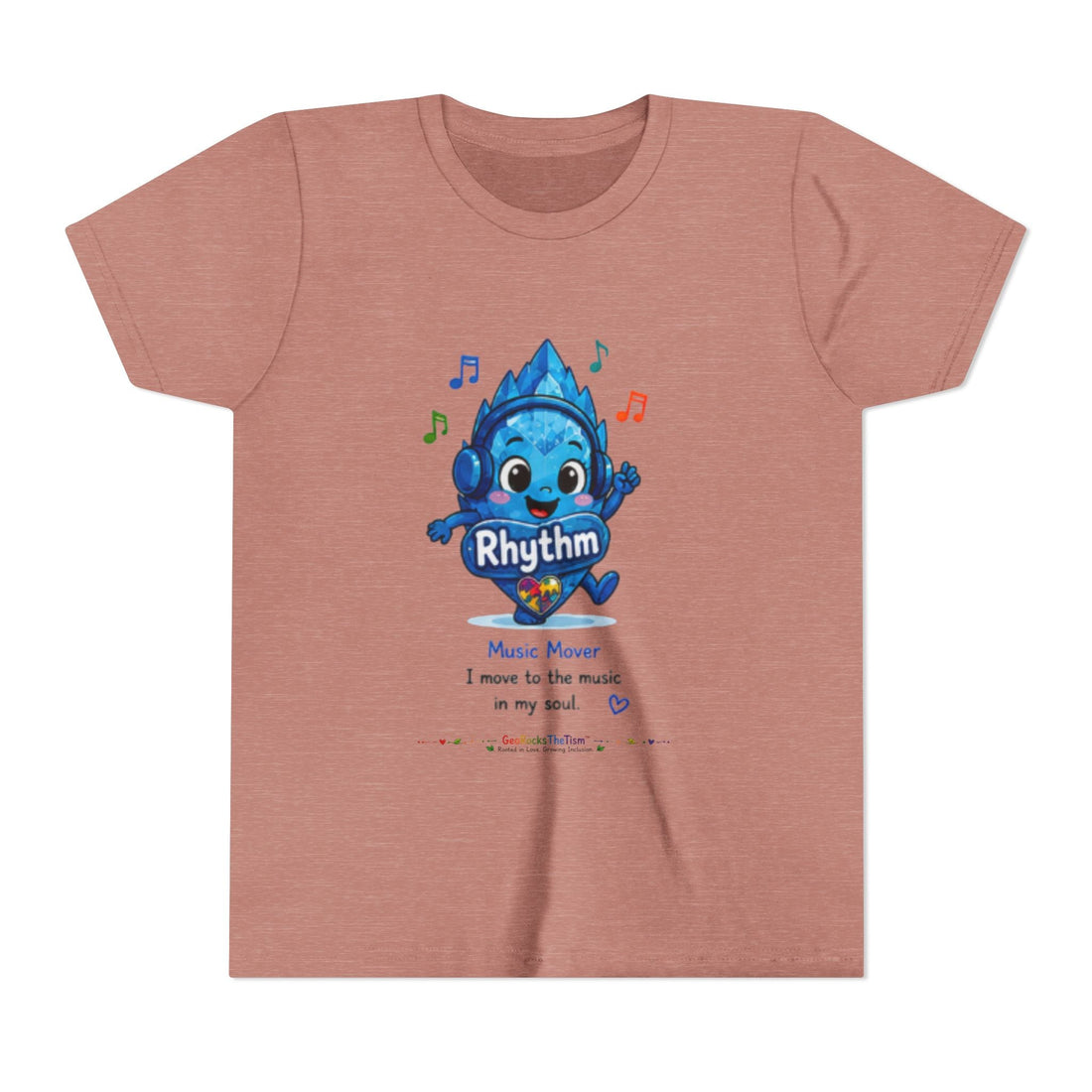 "Music Lover" Stimming Geode-Autism Self Sensory Regulation Youth Tee - Geo Rocks The 'Tism