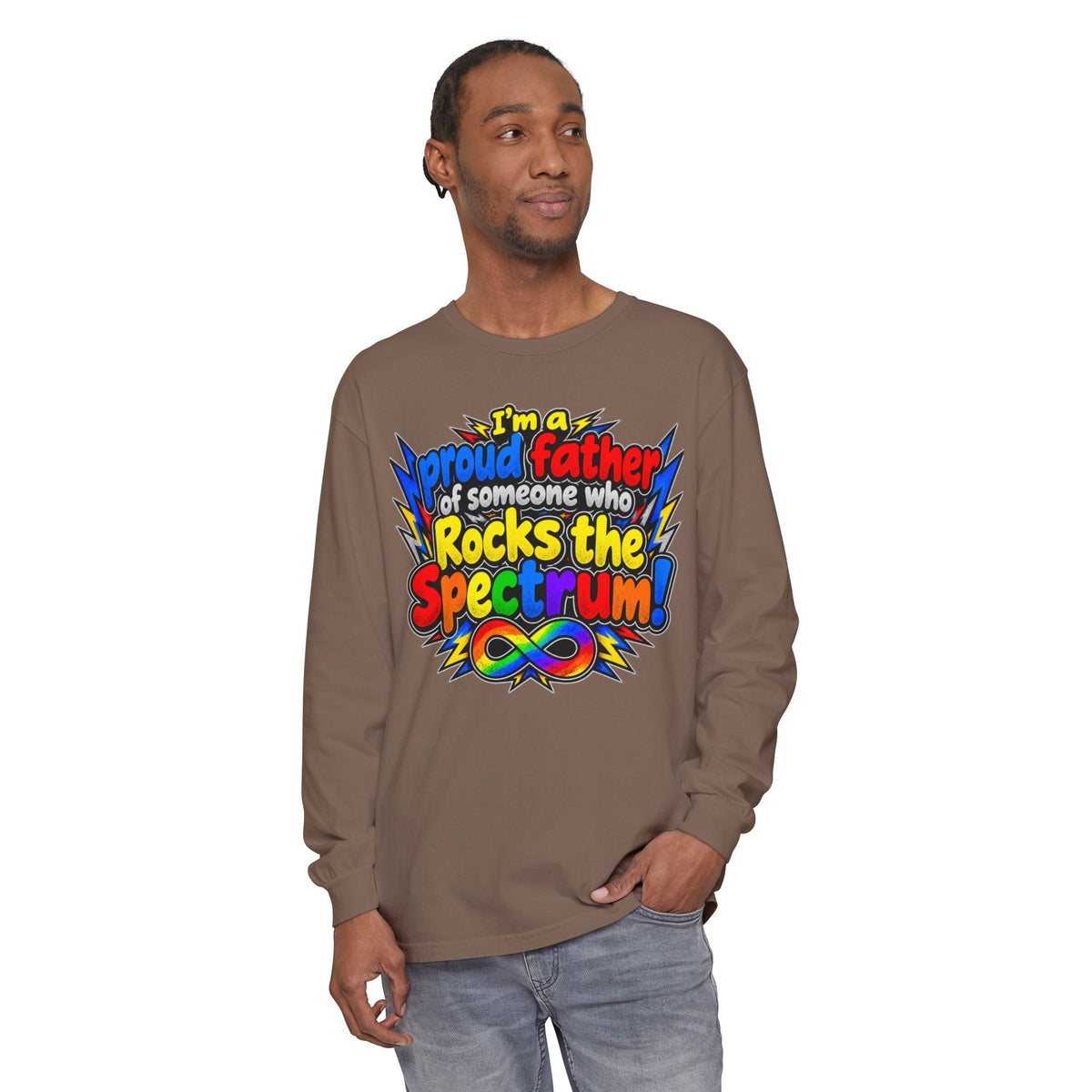 "Proud Father of Someone Who Rocks the Spectrum" Long Sleeve Tee - Geo Rocks The 'Tism