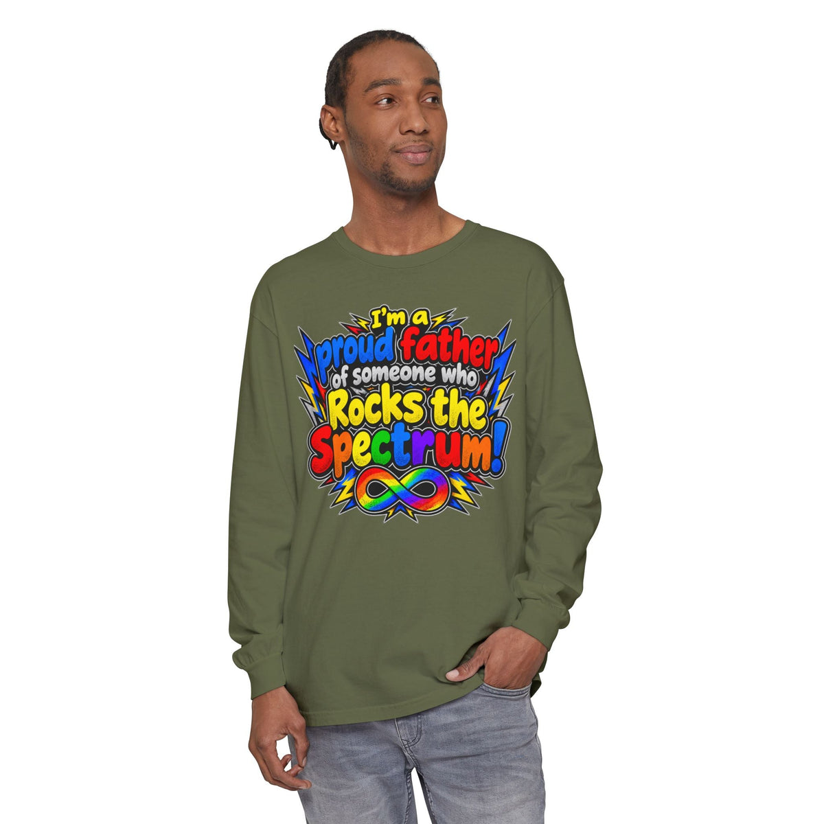 "Proud Father of Someone Who Rocks the Spectrum" Long Sleeve Tee - Geo Rocks The 'Tism