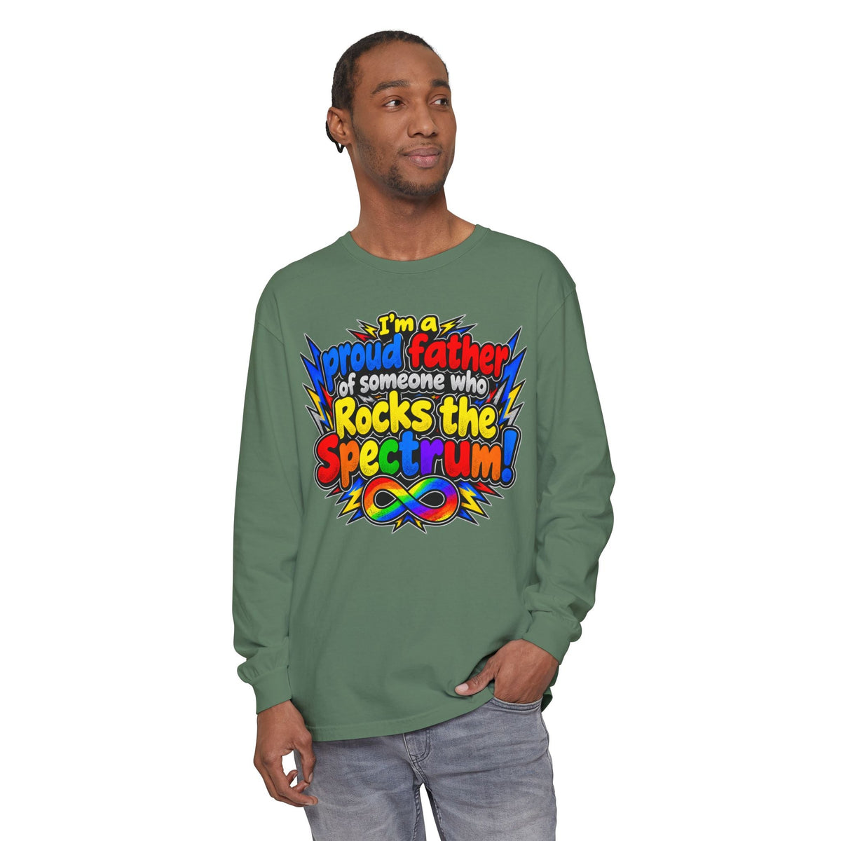 "Proud Father of Someone Who Rocks the Spectrum" Long Sleeve Tee - Geo Rocks The 'Tism
