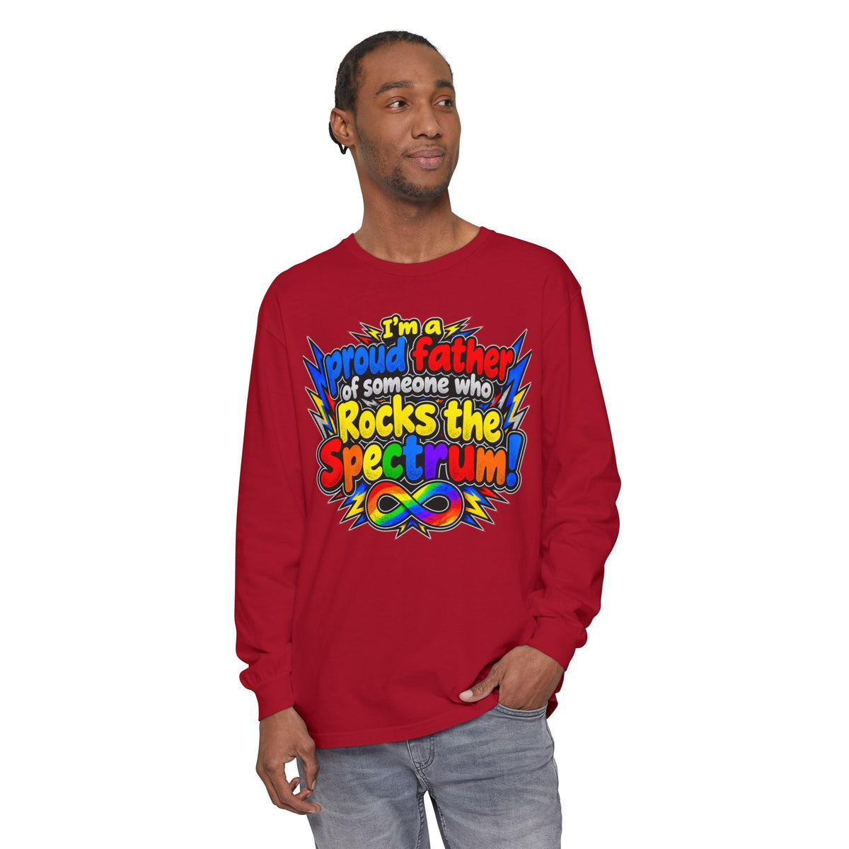 "Proud Father of Someone Who Rocks the Spectrum" Long Sleeve Tee - Geo Rocks The 'Tism