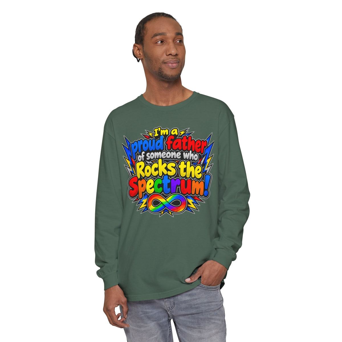 "Proud Father of Someone Who Rocks the Spectrum" Long Sleeve Tee - Geo Rocks The 'Tism