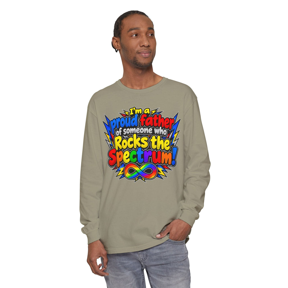 "Proud Father of Someone Who Rocks the Spectrum" Long Sleeve Tee - Geo Rocks The 'Tism