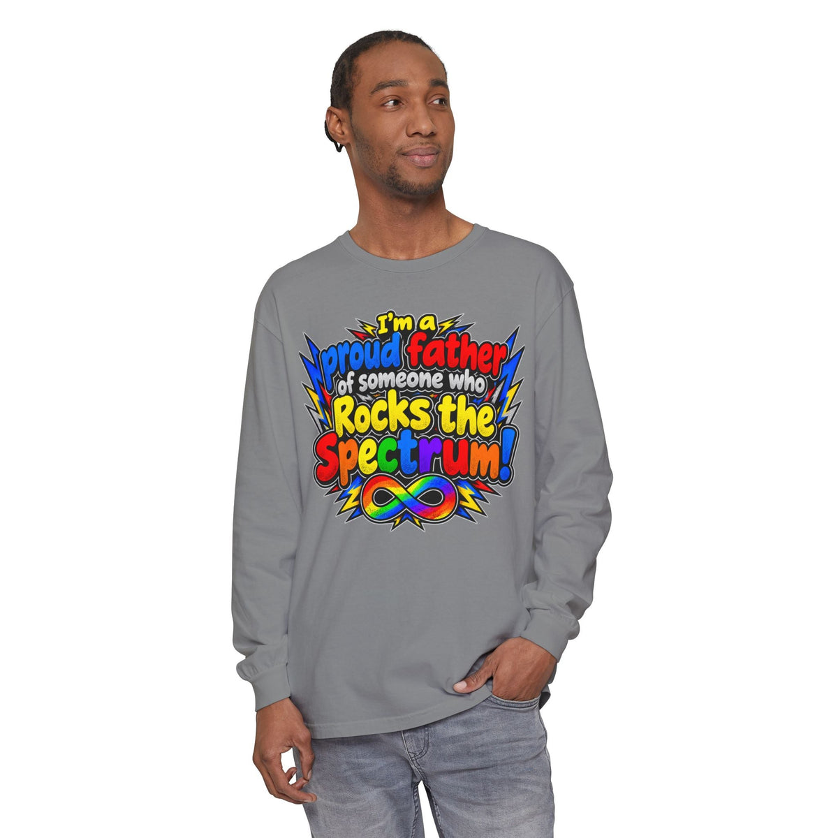 "Proud Father of Someone Who Rocks the Spectrum" Long Sleeve Tee - Geo Rocks The 'Tism
