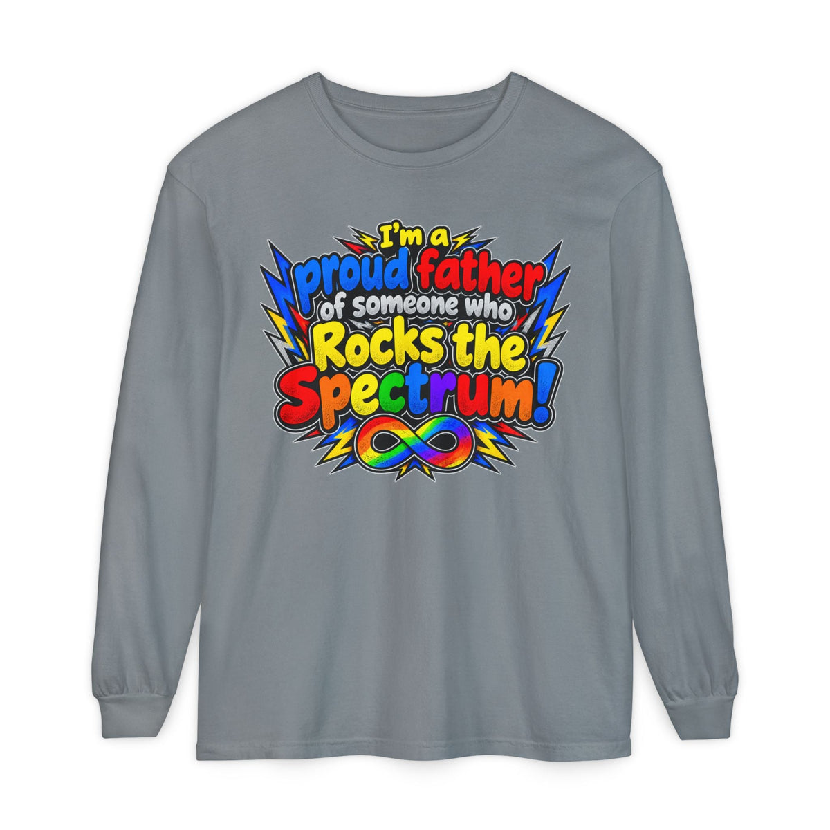 "Proud Father of Someone Who Rocks the Spectrum" Long Sleeve Tee - Geo Rocks The 'Tism