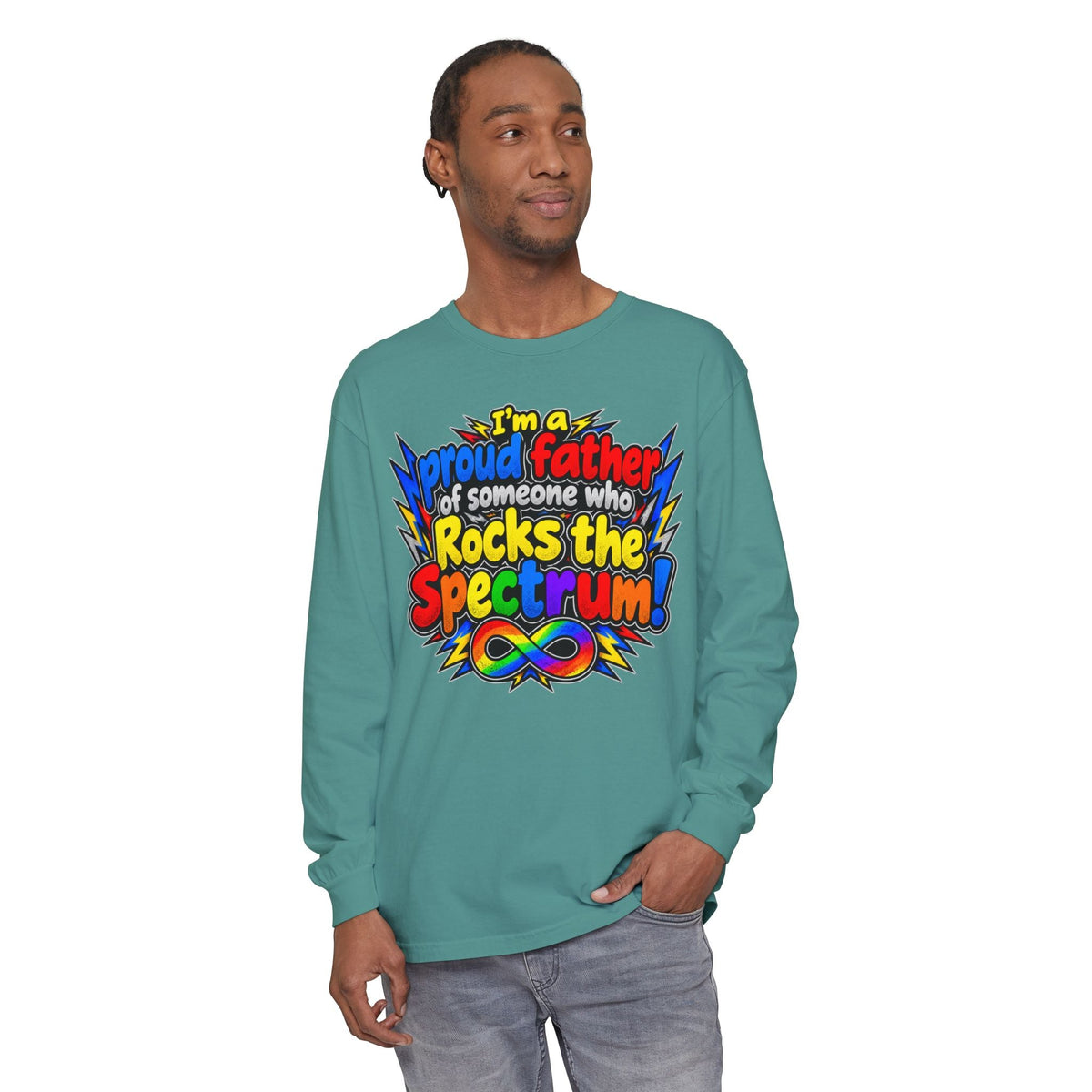 "Proud Father of Someone Who Rocks the Spectrum" Long Sleeve Tee - Geo Rocks The 'Tism