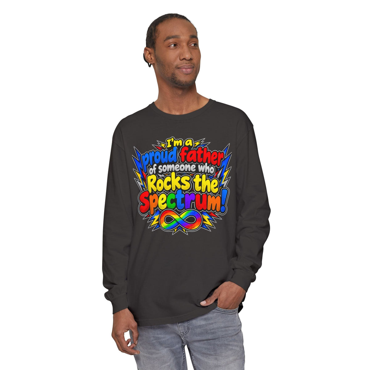 "Proud Father of Someone Who Rocks the Spectrum" Long Sleeve Tee - Geo Rocks The 'Tism