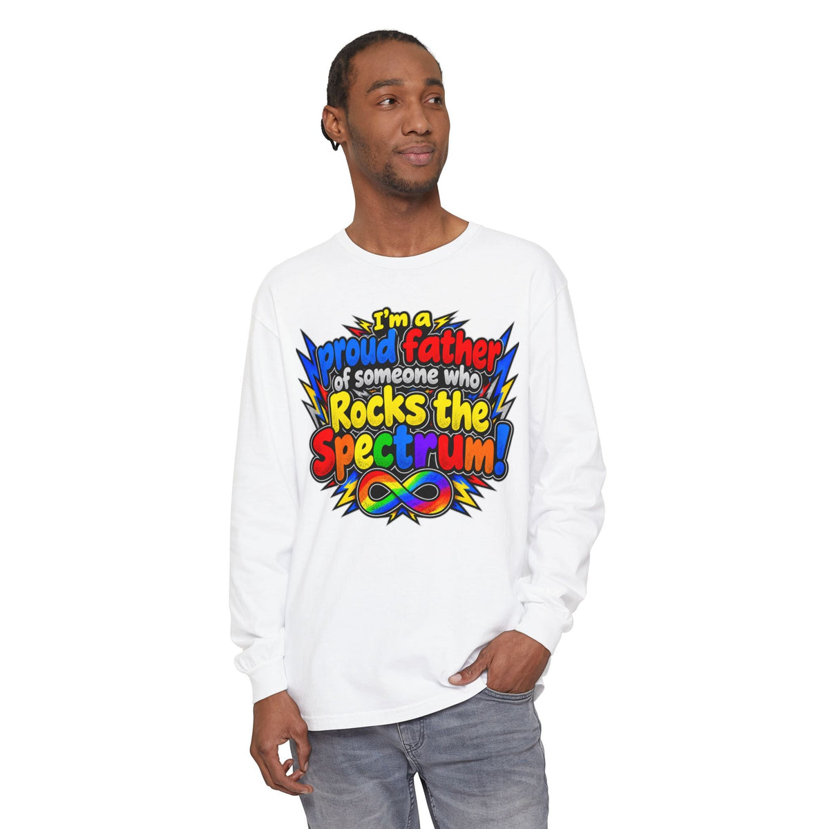"Proud Father of Someone Who Rocks the Spectrum" Long Sleeve Tee - Geo Rocks The 'Tism