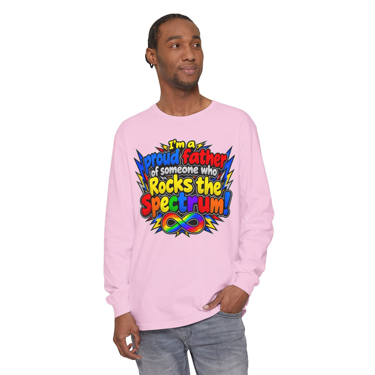 "Proud Father of Someone Who Rocks the Spectrum" Long Sleeve Tee - Geo Rocks The 'Tism