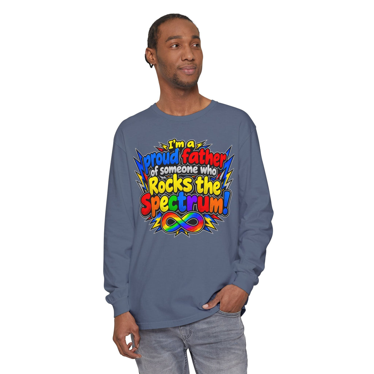 "Proud Father of Someone Who Rocks the Spectrum" Long Sleeve Tee - Geo Rocks The 'Tism