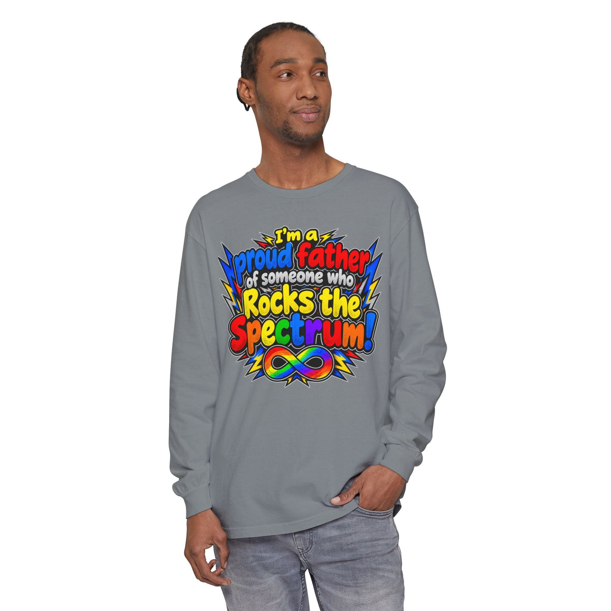 "Proud Father of Someone Who Rocks the Spectrum" Long Sleeve Tee - Geo Rocks The 'Tism