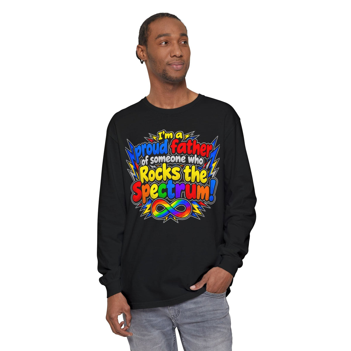 "Proud Father of Someone Who Rocks the Spectrum" Long Sleeve Tee - Geo Rocks The 'Tism