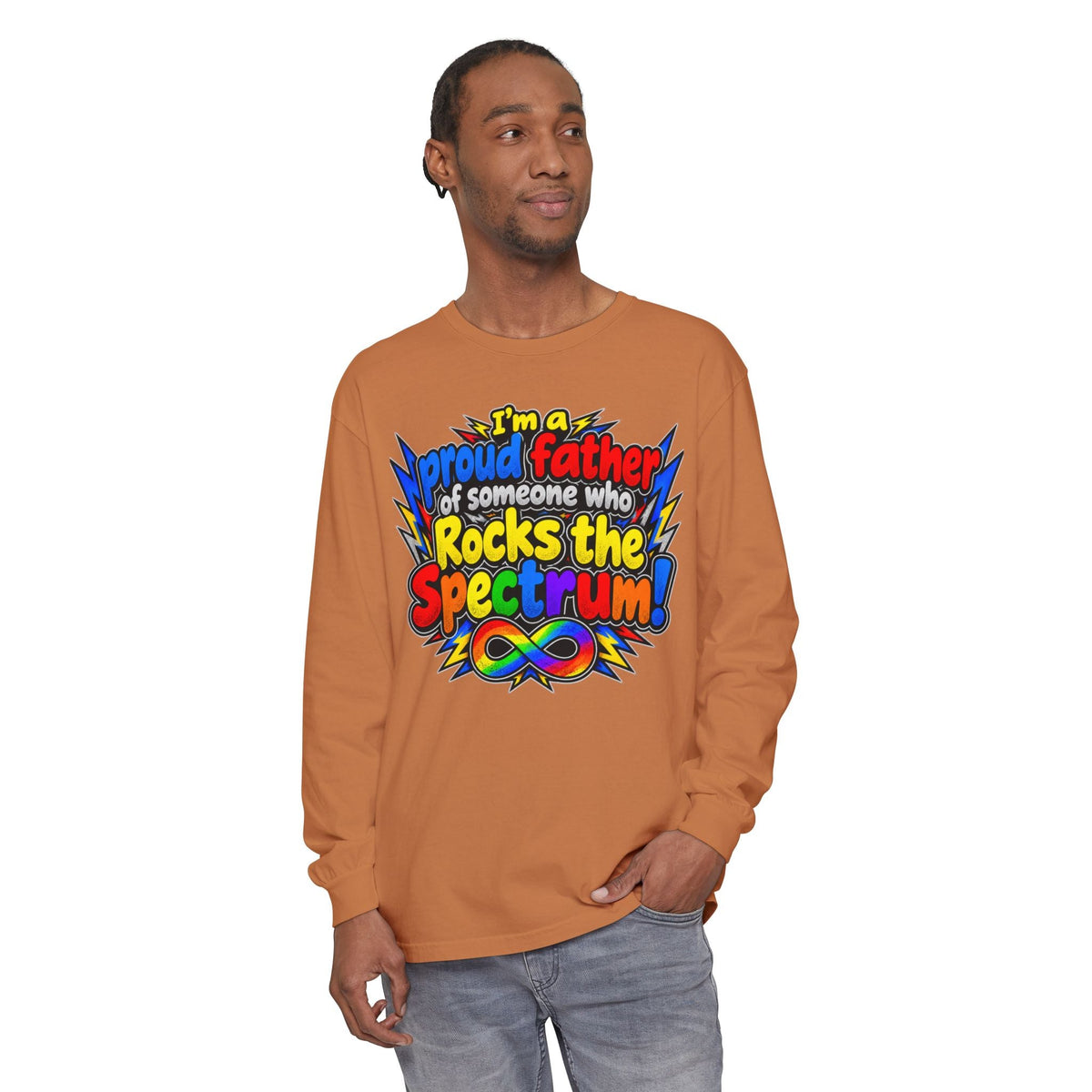 "Proud Father of Someone Who Rocks the Spectrum" Long Sleeve Tee - Geo Rocks The 'Tism