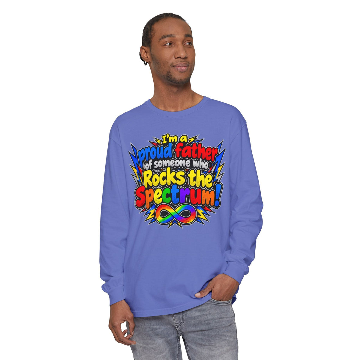 "Proud Father of Someone Who Rocks the Spectrum" Long Sleeve Tee - Geo Rocks The 'Tism