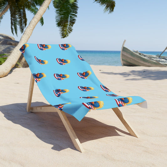 Retro Surfing Duck Beach Towel Pattern on Sky Blue - Geo Rocks The 'Tism