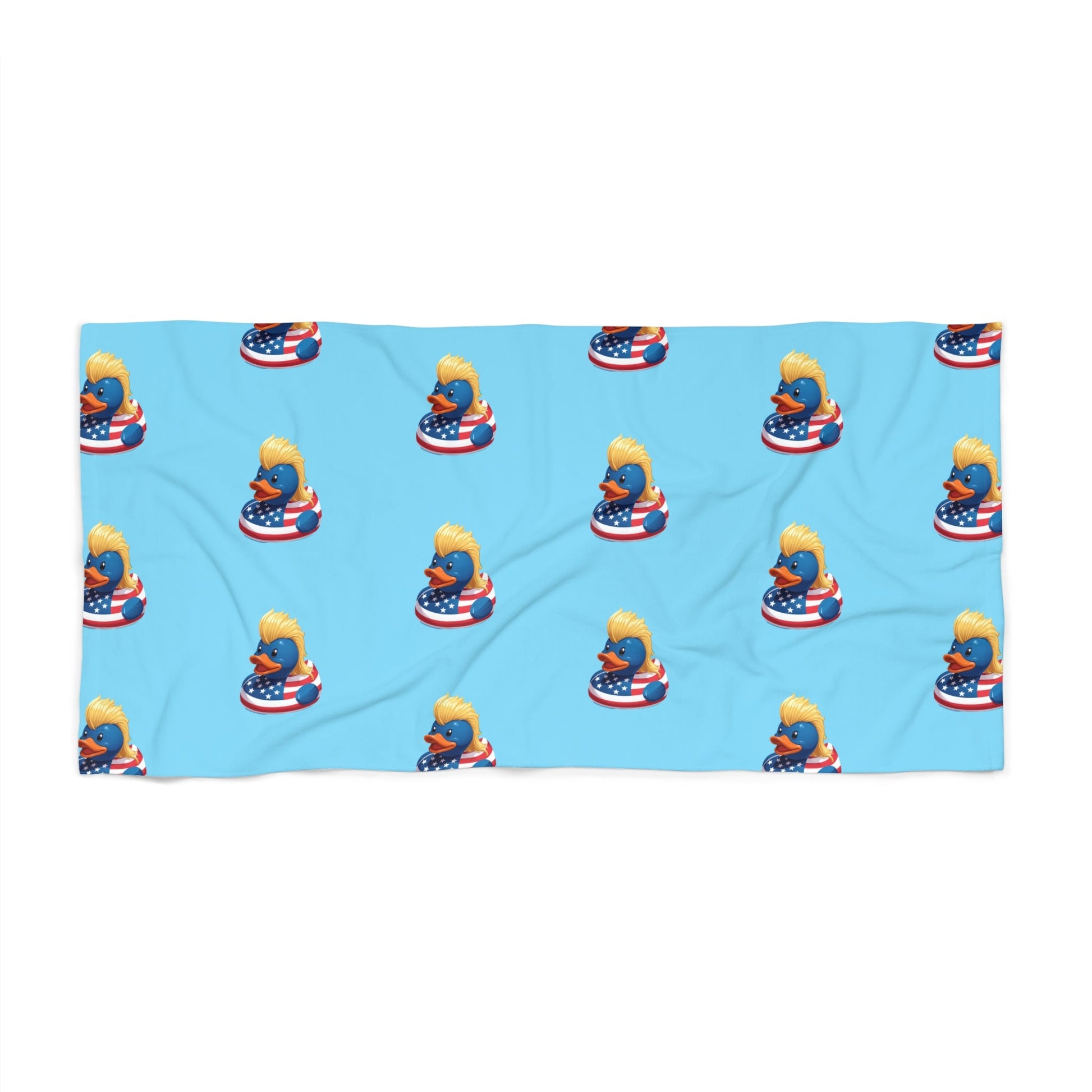 Retro Surfing Duck Beach Towel Pattern on Sky Blue - Geo Rocks The 'Tism