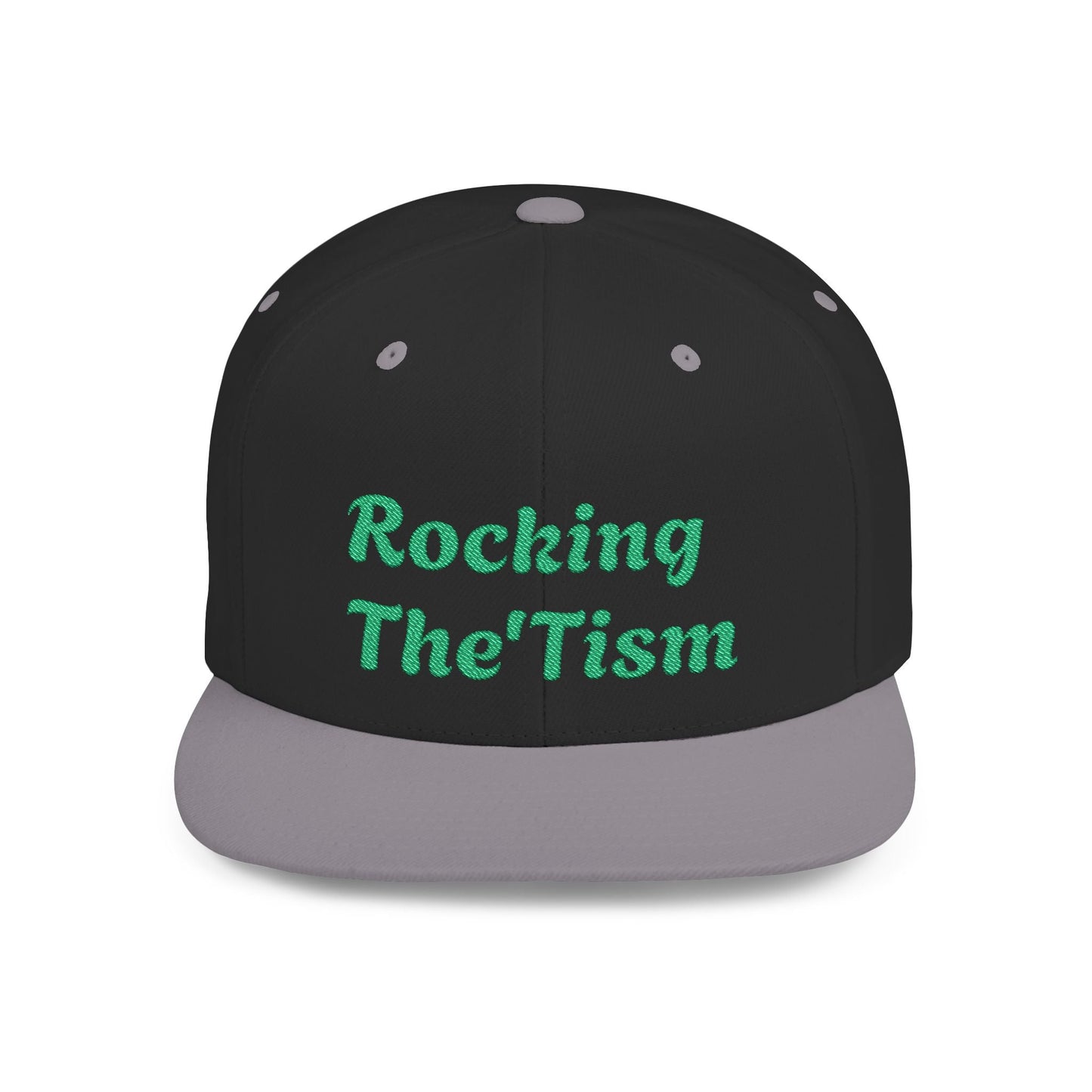 "Rocking The 'Tism" Embroidered Snapback Hat - Flat Bill Autism Pride Cap | 13 Colors - Geo Rocks The 'Tism