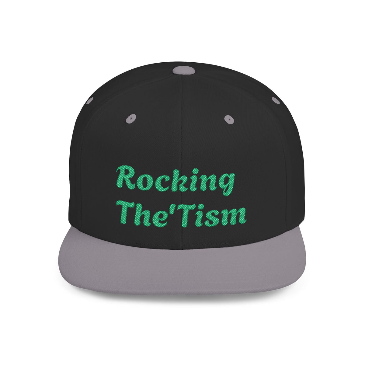 "Rocking The 'Tism" Embroidered Snapback Hat - Flat Bill Autism Pride Cap | 13 Colors - Geo Rocks The 'Tism