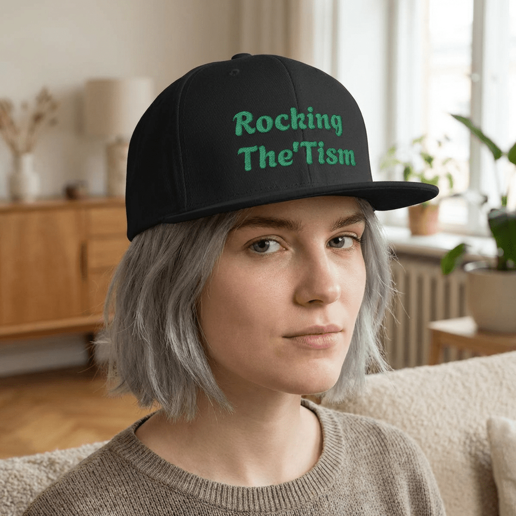 "Rocking The 'Tism" Embroidered Snapback Hat - Flat Bill Autism Pride Cap | 13 Colors - Geo Rocks The 'Tism