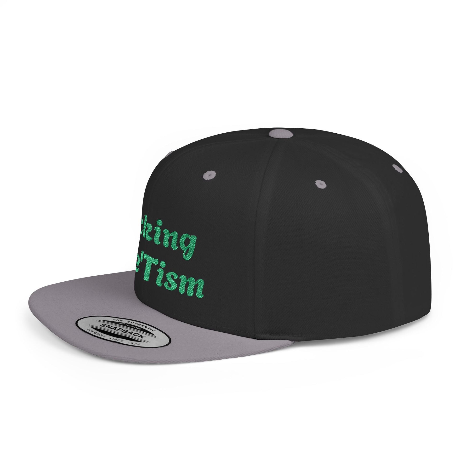 "Rocking The 'Tism" Embroidered Snapback Hat - Flat Bill Autism Pride Cap | 13 Colors - Geo Rocks The 'Tism