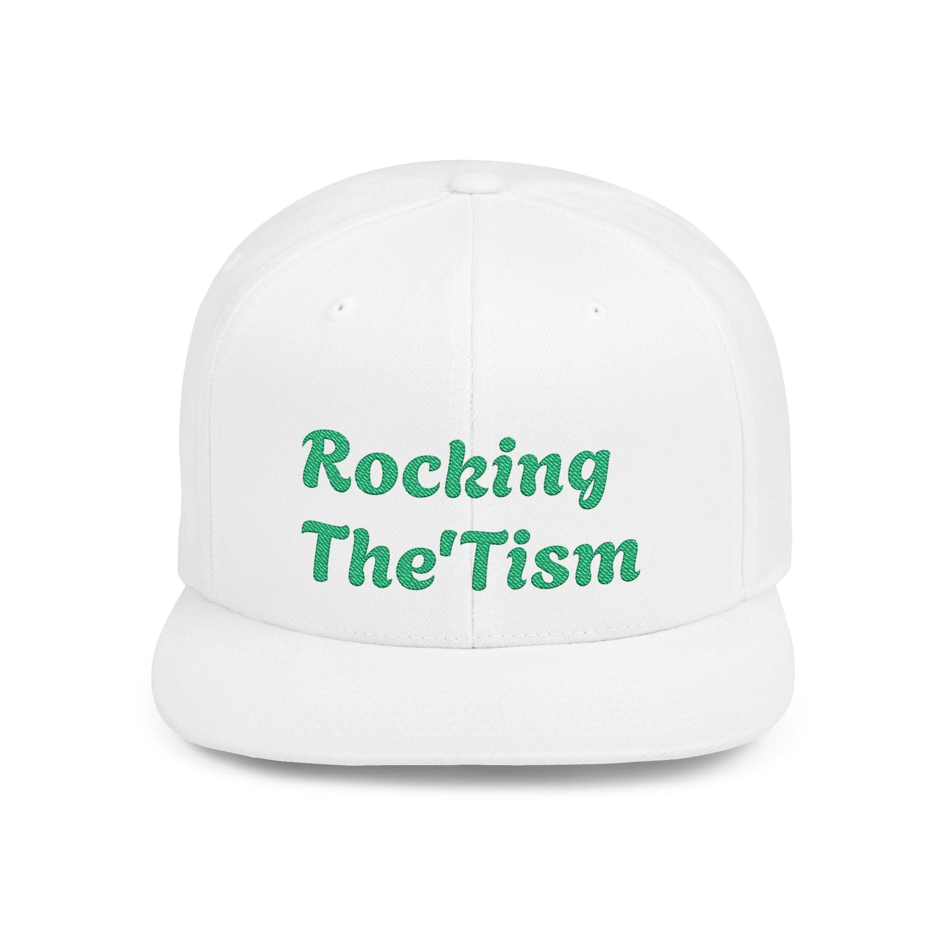 "Rocking The 'Tism" Embroidered Snapback Hat - Flat Bill Autism Pride Cap | 13 Colors - Geo Rocks The 'Tism