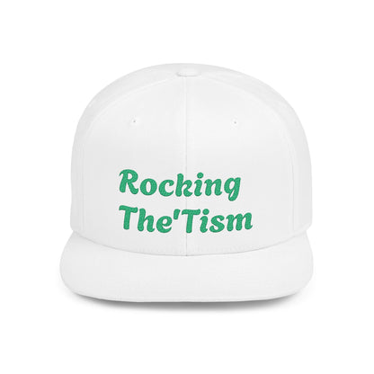 "Rocking The 'Tism" Embroidered Snapback Hat - Flat Bill Autism Pride Cap | 13 Colors - Geo Rocks The 'Tism