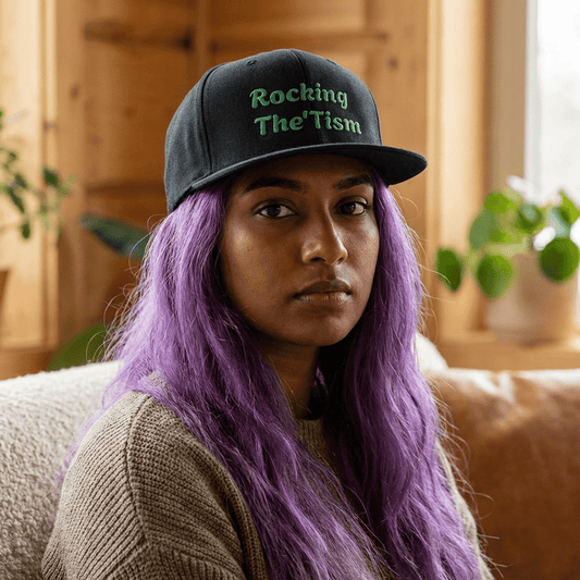 "Rocking The 'Tism" Embroidered Snapback Hat - Flat Bill Autism Pride Cap | 13 Colors - Geo Rocks The 'Tism
