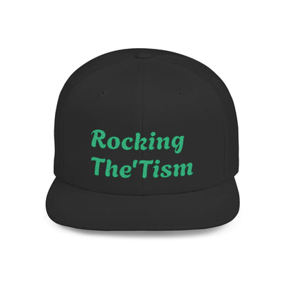"Rocking The 'Tism" Embroidered Snapback Hat - Flat Bill Autism Pride Cap | 13 Colors - Geo Rocks The 'Tism