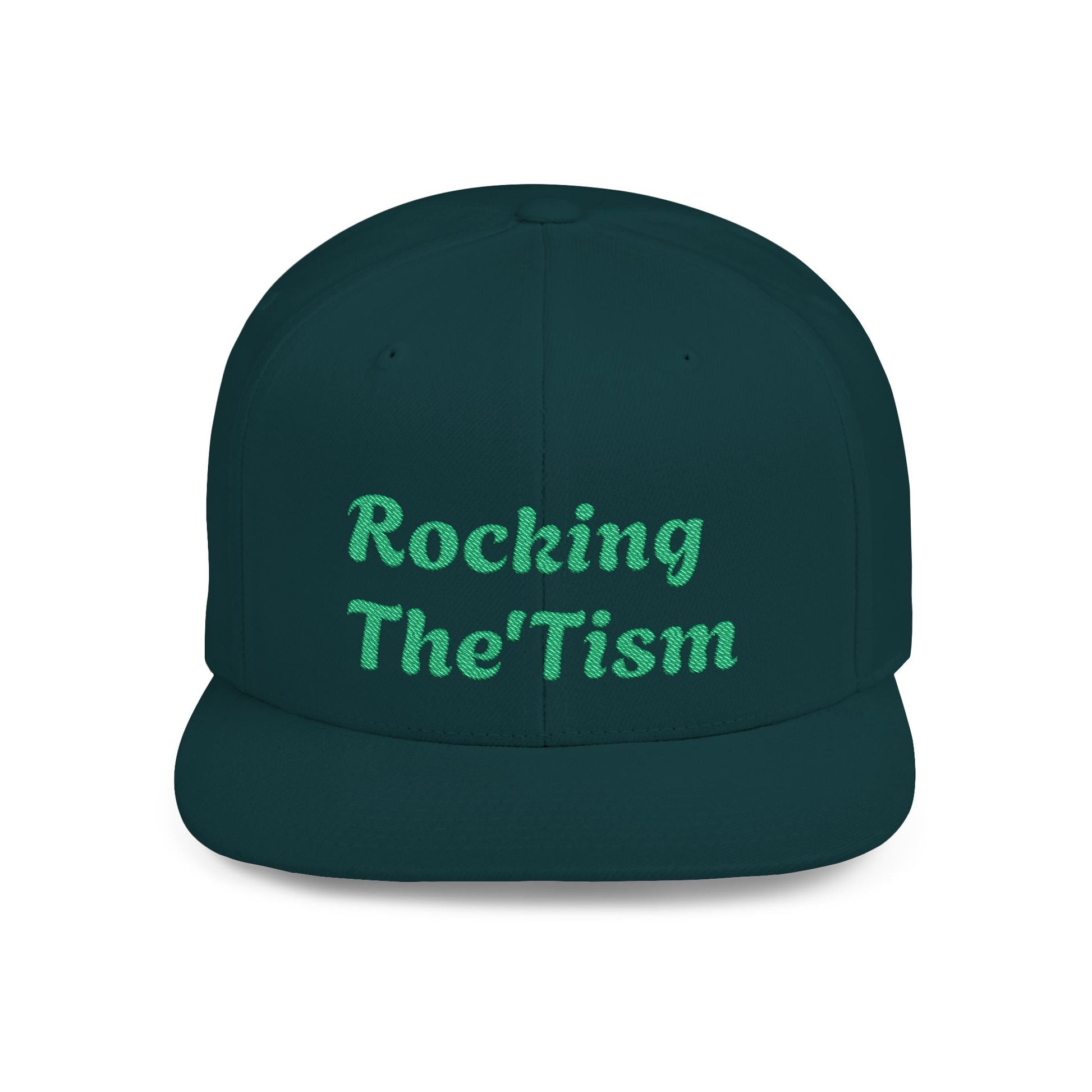 "Rocking The 'Tism" Embroidered Snapback Hat - Flat Bill Autism Pride Cap | 13 Colors - Geo Rocks The 'Tism
