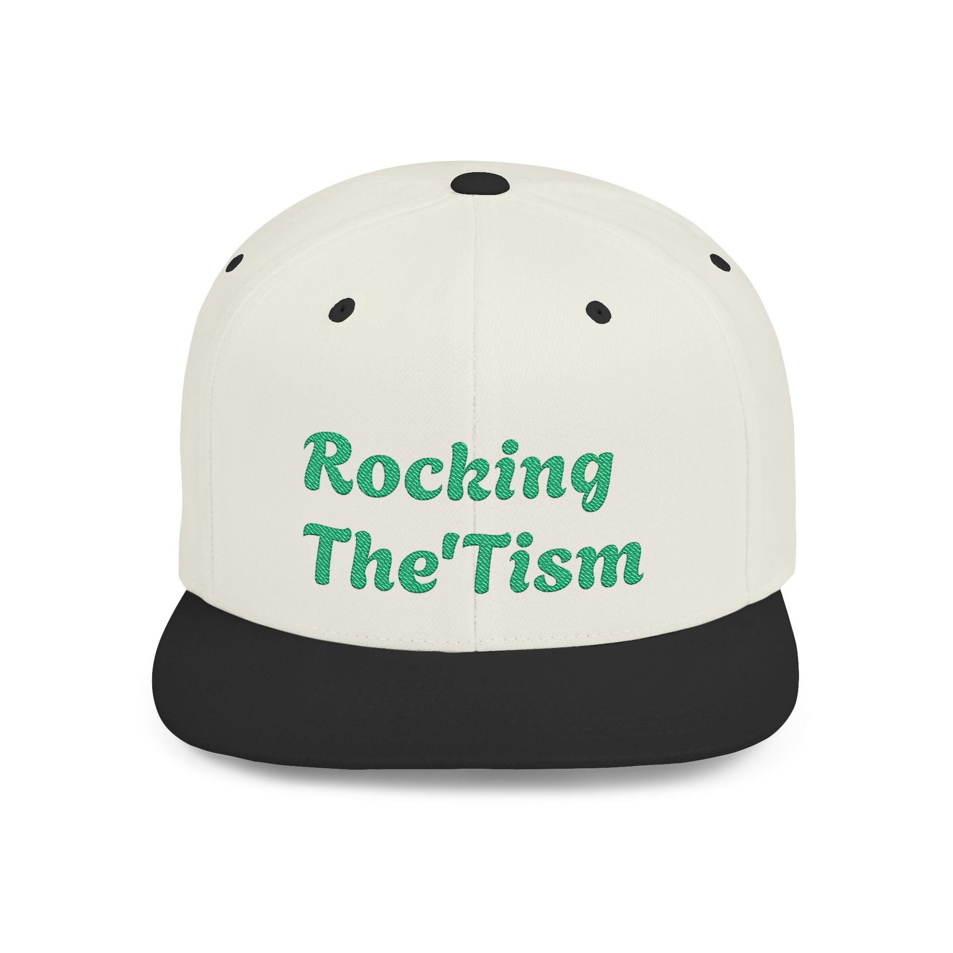 "Rocking The 'Tism" Embroidered Snapback Hat - Flat Bill Autism Pride Cap | 13 Colors - Geo Rocks The 'Tism