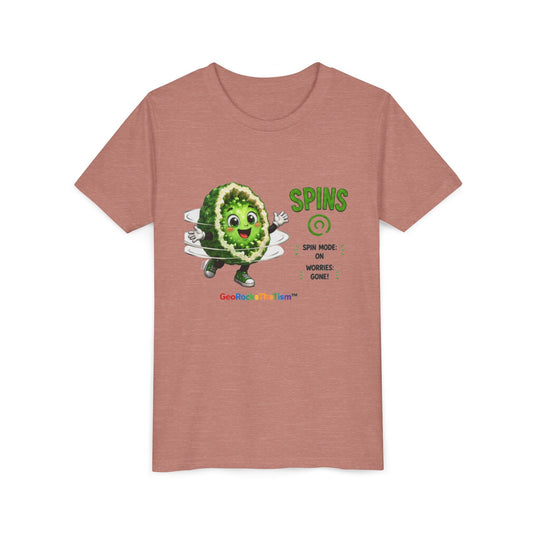 "Spins" Stimming Geode -Autism Self Sensory Regulation Youth Tee - Geo Rocks The 'Tism
