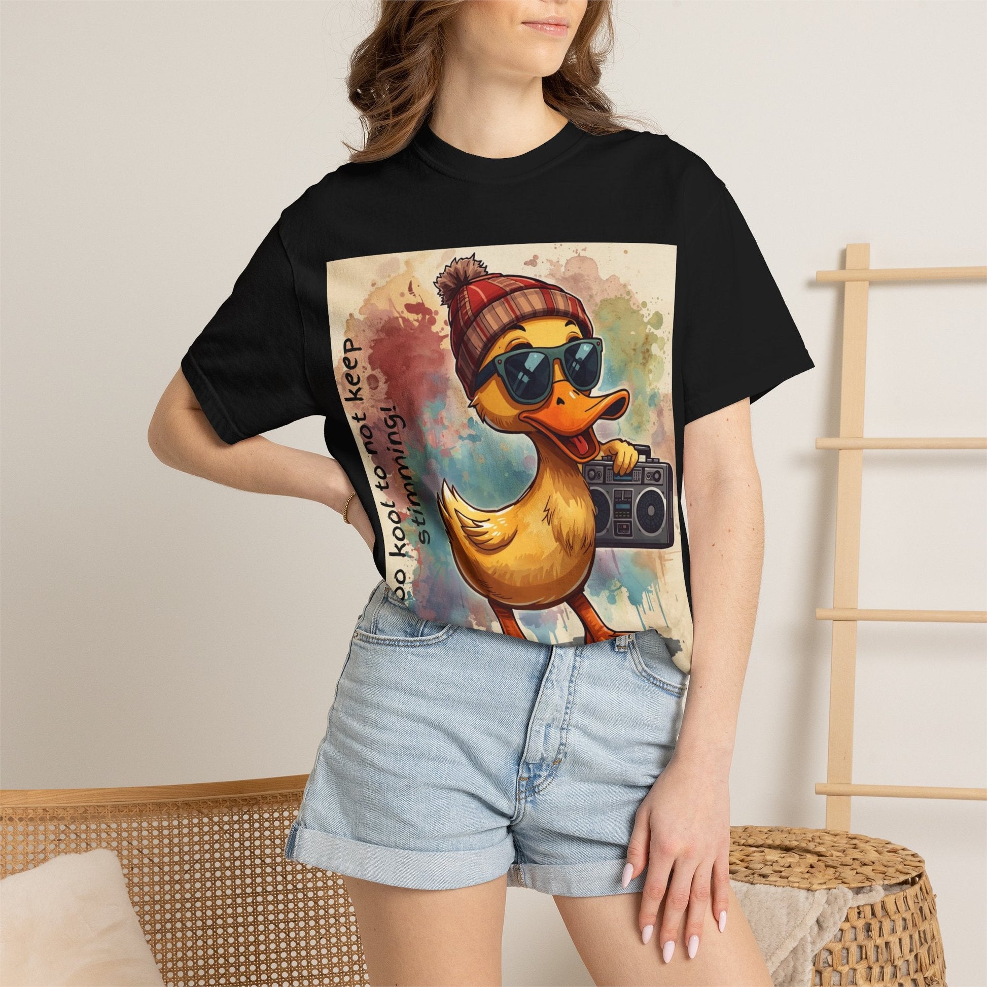 T-Shirt Cool Duck Graphic — "Too Kool to Not Keep Stimming" - Geo Rocks The 'Tism
