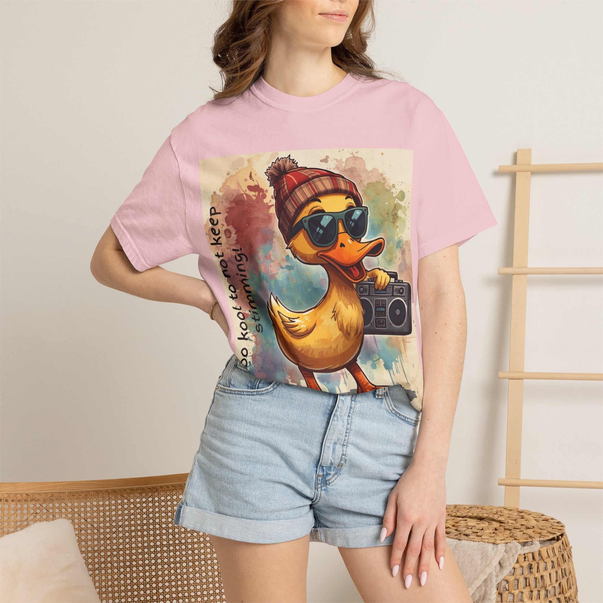 T-Shirt Cool Duck Graphic — "Too Kool to Not Keep Stimming" - Geo Rocks The 'Tism