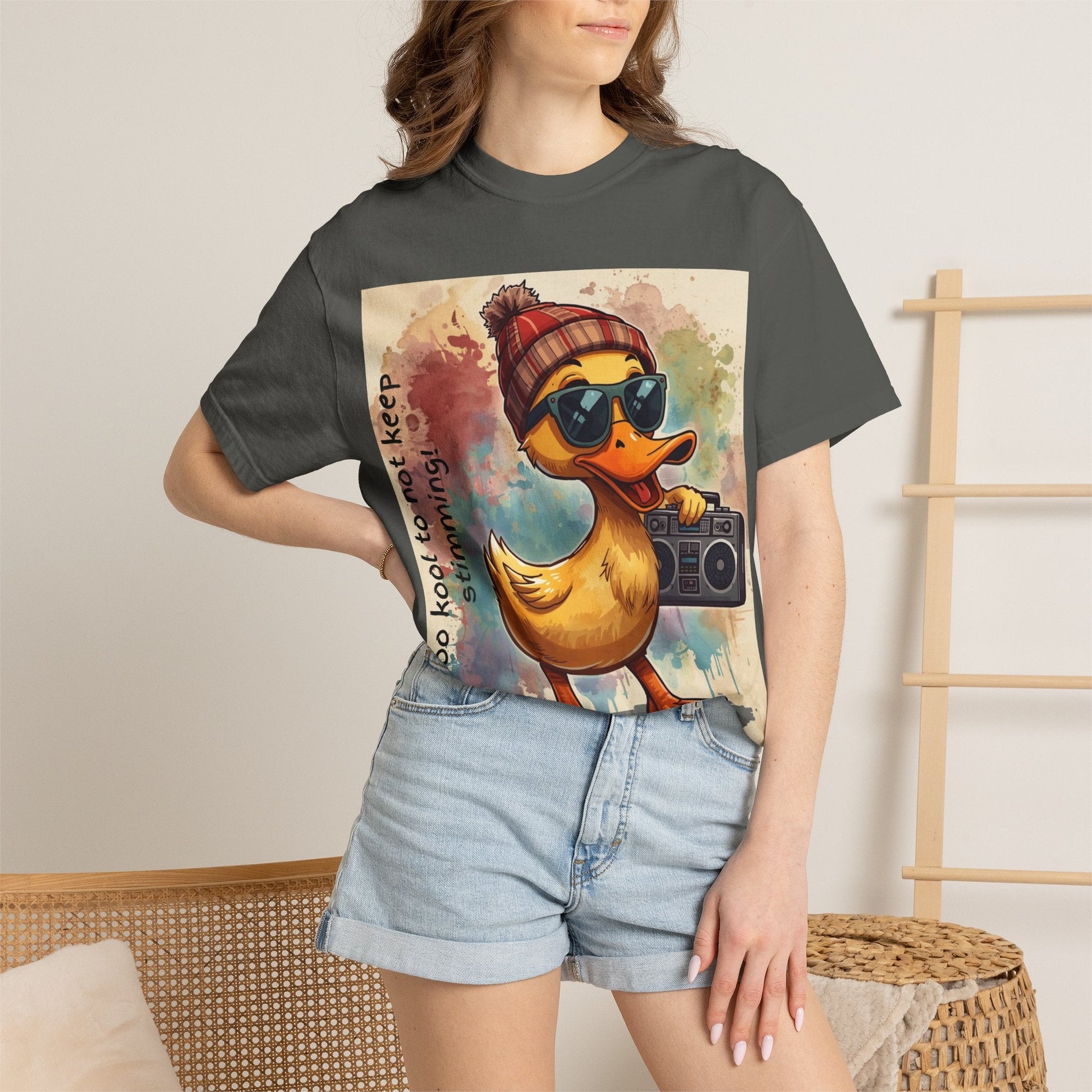 T-Shirt Cool Duck Graphic — "Too Kool to Not Keep Stimming" - Geo Rocks The 'Tism