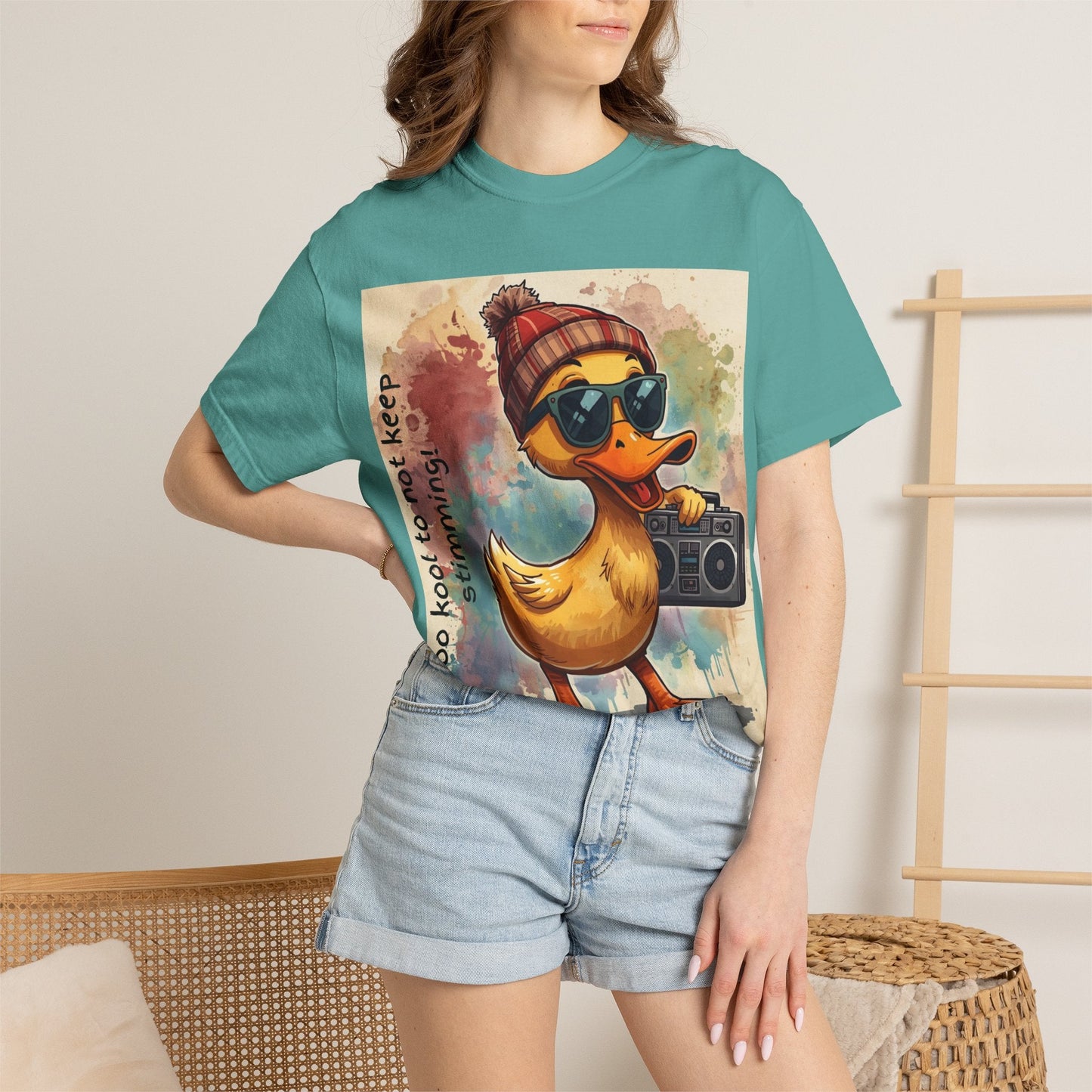 T-Shirt Cool Duck Graphic — "Too Kool to Not Keep Stimming" - Geo Rocks The 'Tism