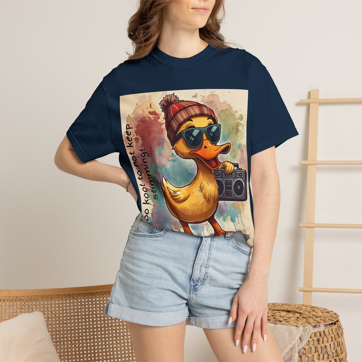 T-Shirt Cool Duck Graphic — "Too Kool to Not Keep Stimming" - Geo Rocks The 'Tism