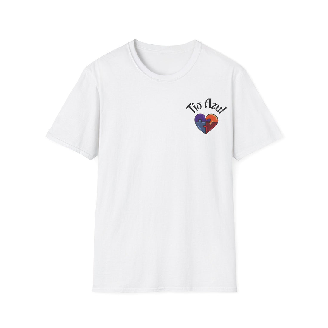 T-Shirt — "Tío Azul" Puzzle Heart Chest Logo (Latinx Pride Gift) - Geo Rocks The 'Tism