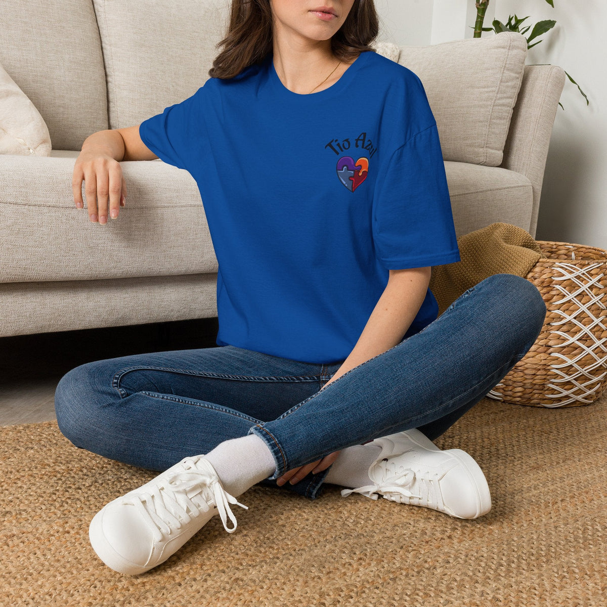 T-Shirt — "Tío Azul" Puzzle Heart Chest Logo (Latinx Pride Gift) - Geo Rocks The 'Tism
