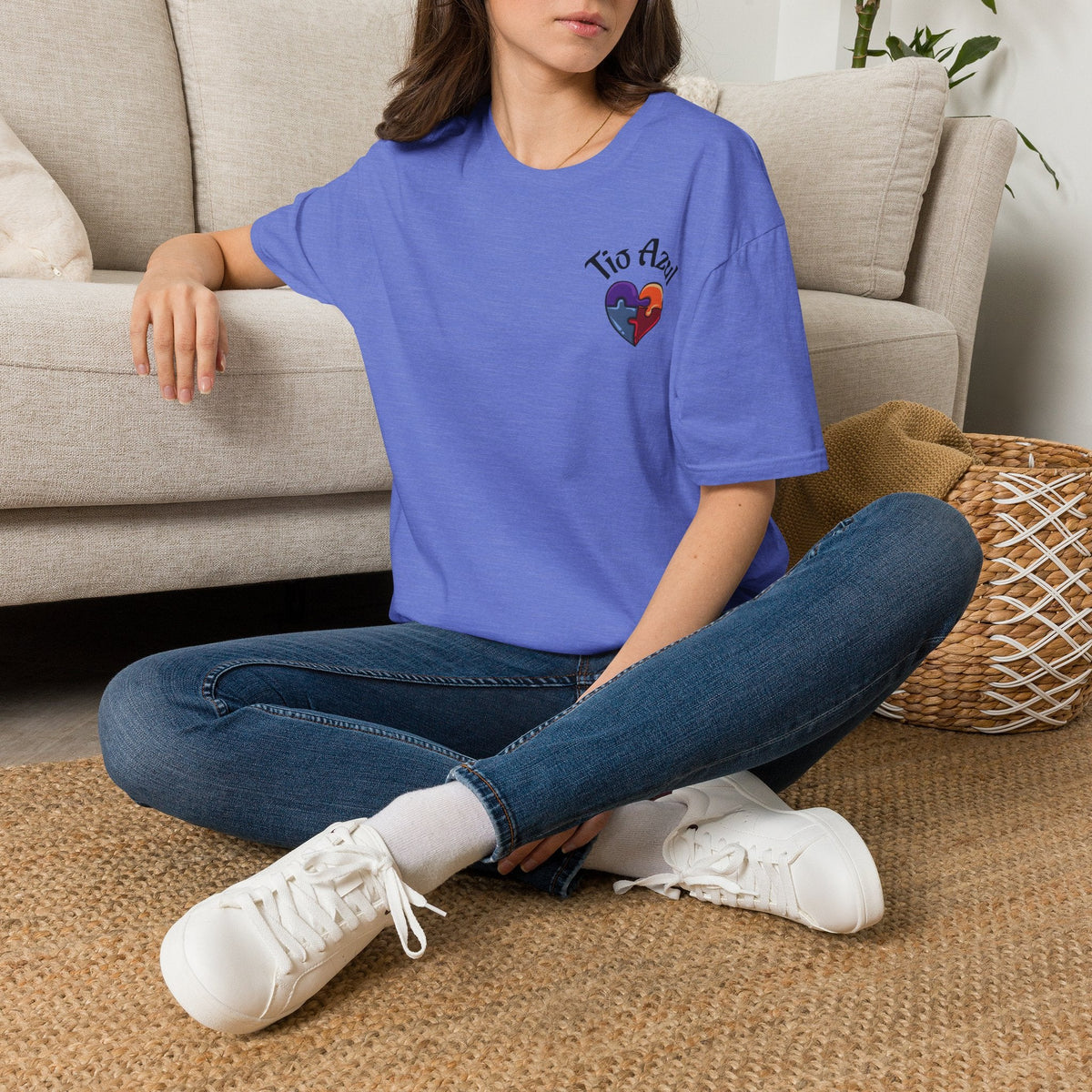 T-Shirt — "Tío Azul" Puzzle Heart Chest Logo (Latinx Pride Gift) - Geo Rocks The 'Tism